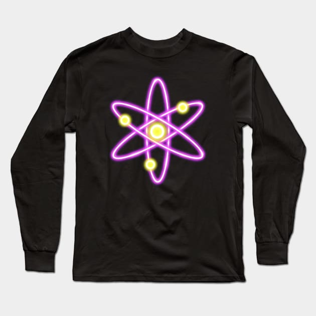 Purple Neon Cosmos Atom Long Sleeve T-Shirt by Milasneeze